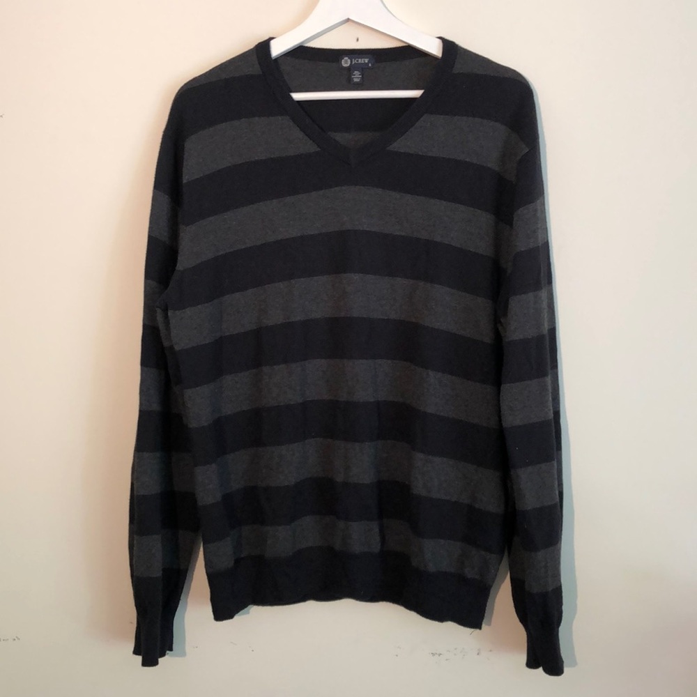 J. Crew cotton cashmere sweater gray black size L